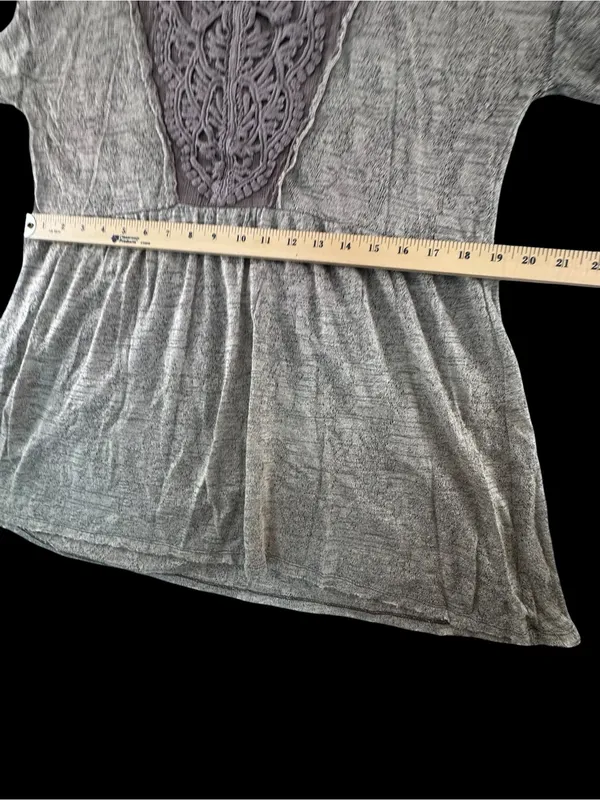 Free People Heather Gray Tunic with Lace Yoke - Image 7