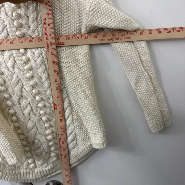 Talbots S Cable Knit Bobble Sweater Ivory Chunky Cozy Winter‎ Holiday Xmas Wool - Image 7