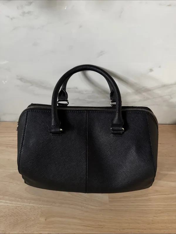 Calvin Klein Black Structured Satchel with Top Handles EUC - Image 3