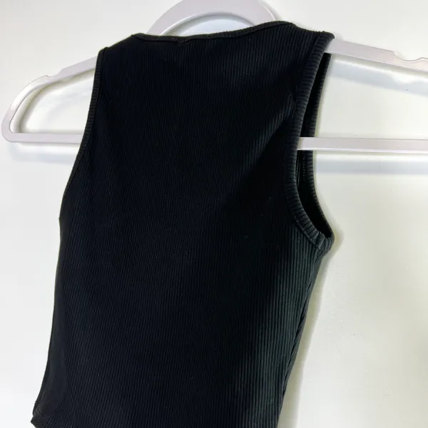 Naked Wardrobe Crop Ribbed Tank Top Small Black - Image 5