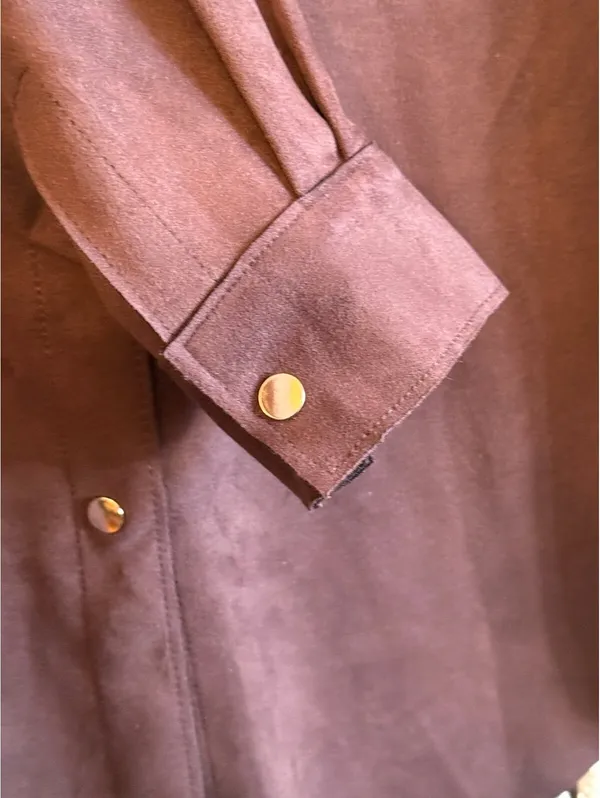 Women's Truth by Republic brown faux leather suede jacket Shackett size small - Image 4