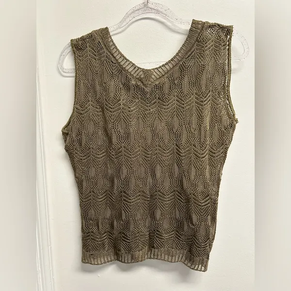 Bettie Page Nutmeg Knit Tank Top Green Size L - Image 2