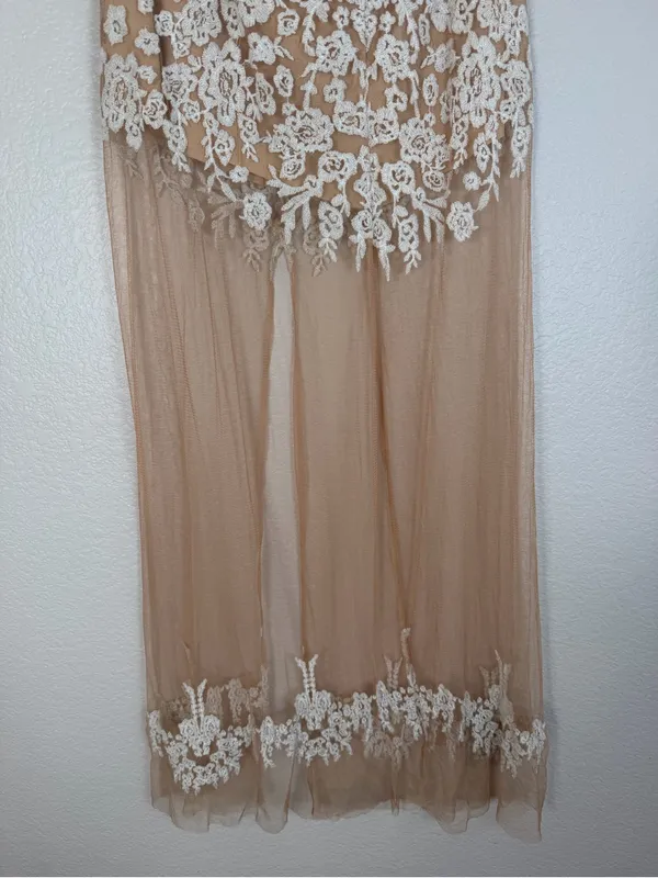 For Love and Lemons Vintage Luau Lace Mesh Nude White Maxi Skirt Medium $233 - Image 12