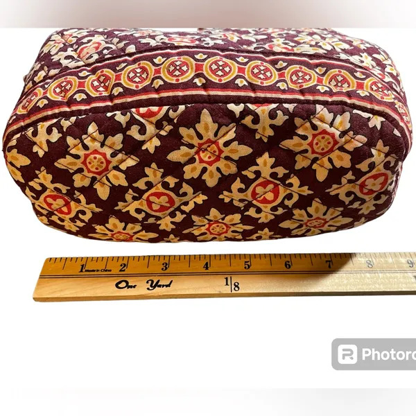 VERA BRADLEY Small Handbag Purse Brown/Beige/Red Print Quilted Cotton - Image 12
