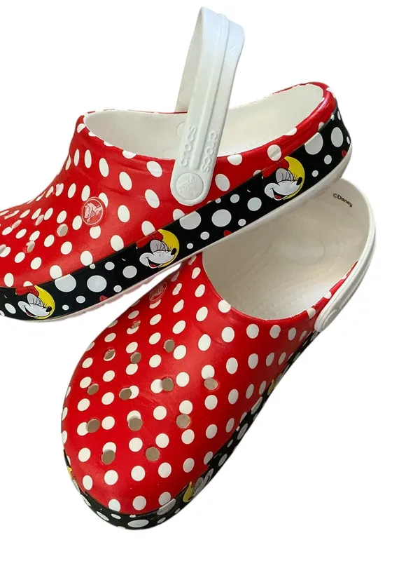 Crocs x-Disney crocband Minnie Mouse polka dot clogs women’s size 7 red white - Image 6