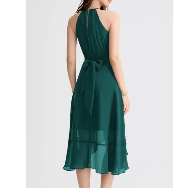 NEW JJ's House Vadele Peacock Bow Ruffle Chiffon Asymmetrical Cocktail Dress - Image 3
