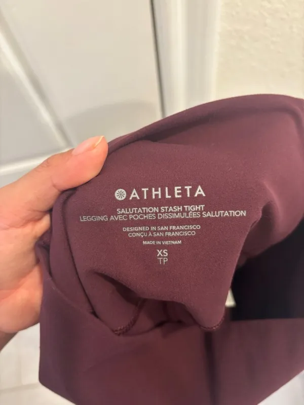 Athleta Salutation Stash Pocket Leggings Burgundy High Rise XS - Image 2