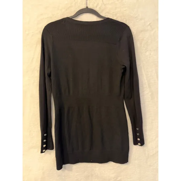 White House Black Market Cardigan Womens Small 100% Merino Wool Long V-Neck - Image 2