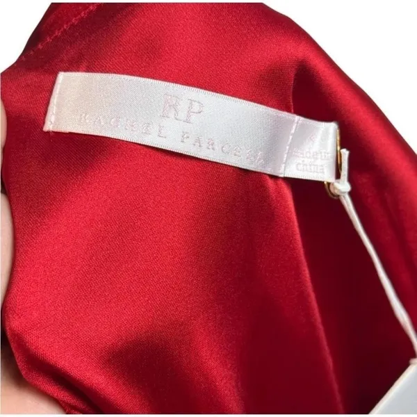 Rachel Parcell Red Silky Charmeuse One Shoulder Slit‎ Midi Dress 4 - Image 5