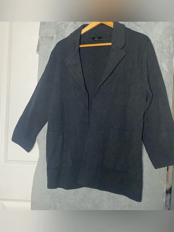 Quince Large 100% Organic Cotton Knit Blazer Grey Capsule Classic XL Minimalist - Image 3