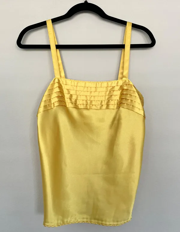 Vintage Silk Top Yellow Size M - Image 4