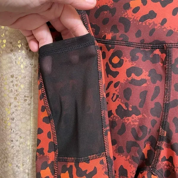 LegEnd Burnt Orange Leopard Cheetah Print Athletic Leggings, XL NWT - Image 4
