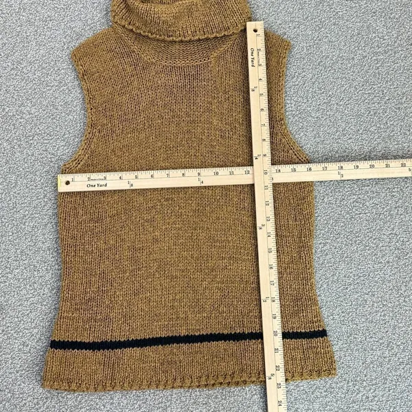 Jones New York Sleeveless Nylon Knit Turtleneck Sweater Tan Medium‎ Preppy - Image 11