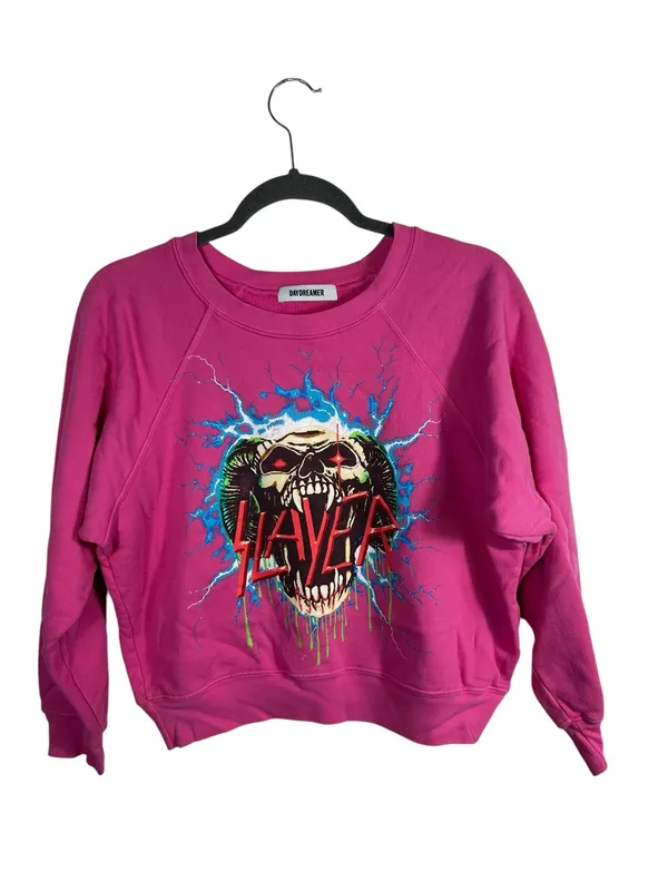 Daydreamer Slayer‎ Electrified Sweatshirt Womens S Pink Skull Graphic Band - Image 3