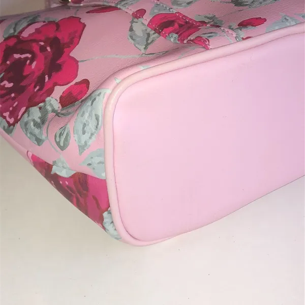 Luv Betsy by Betsy Johnson Pink Floral Purse with Gold Tone Chain Strap - Image 6