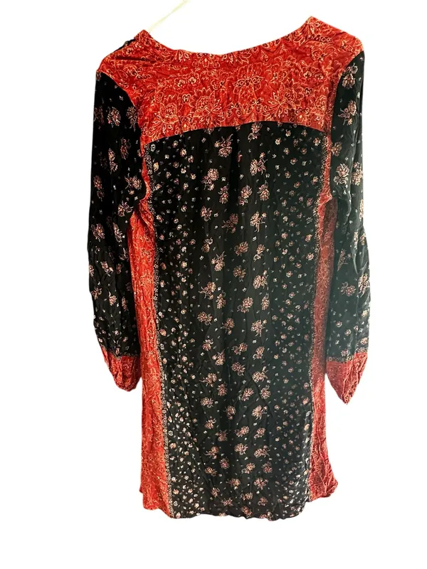 Free People Peacemaker High Low Tunic Dress Black Red Bandana Paisley Boho - Image 4