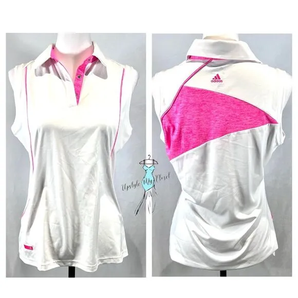 Golf Puremotion driFit white and pink sleeveless polo top size medium - Image 2