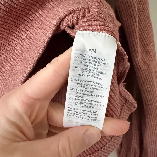 Madewell Pink Ribbed Mock Neck Shirt - Image 4
