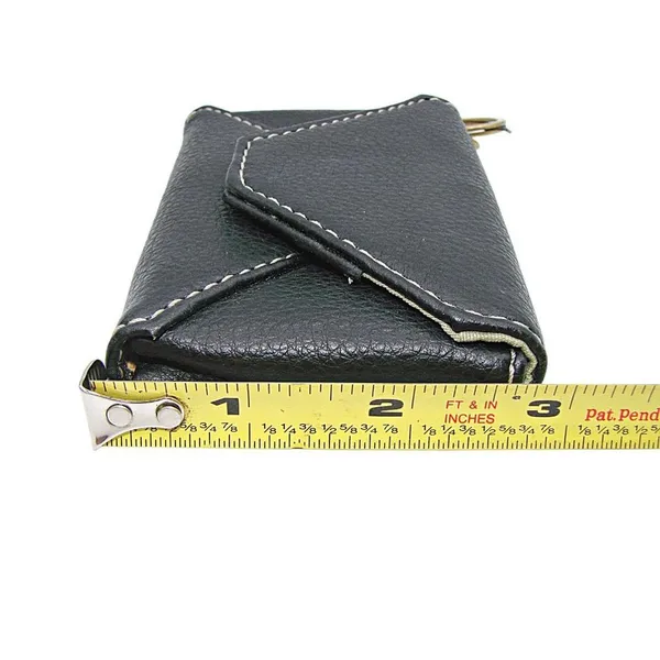 Small Wallet Key Ring Purse Charm Black Card Holder Leather Credit Cards Pocket - Image 4