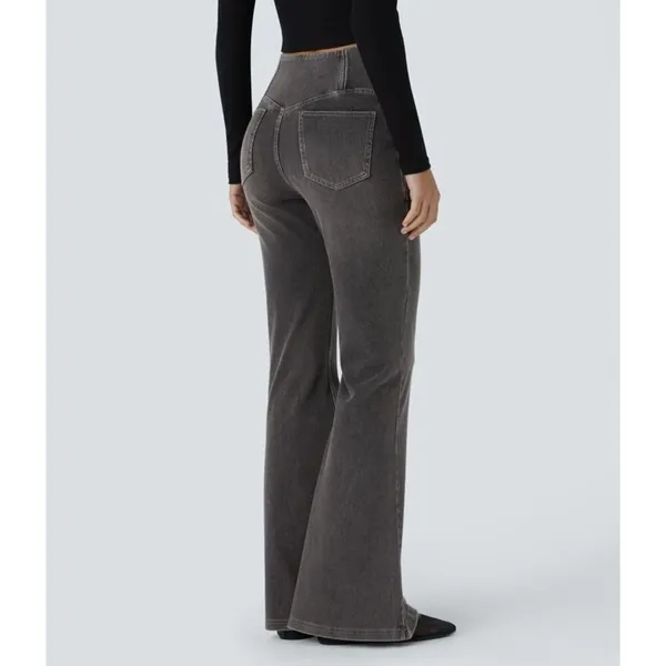 ✨Halara Flex™ High Waisted Crossover Pocket Washed Casual Flare Sz XL Jeans✨ - Image 4