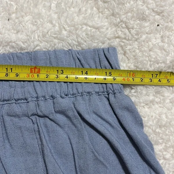 Umgee womens large linen blend baby blue ruffle shorts no pockets elastic waist - Image 5