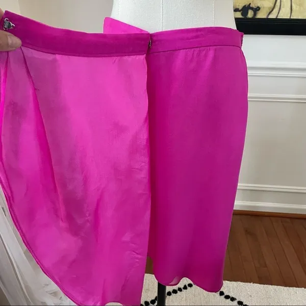 Vintage Constance Saunders Silk Jacket Wrap Skirt Raspberry 10 Pink - Image 10