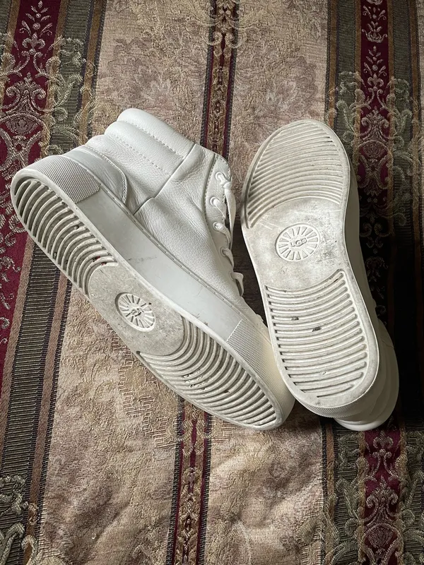 UGG Women White Leather High top Sneakers - Image 8