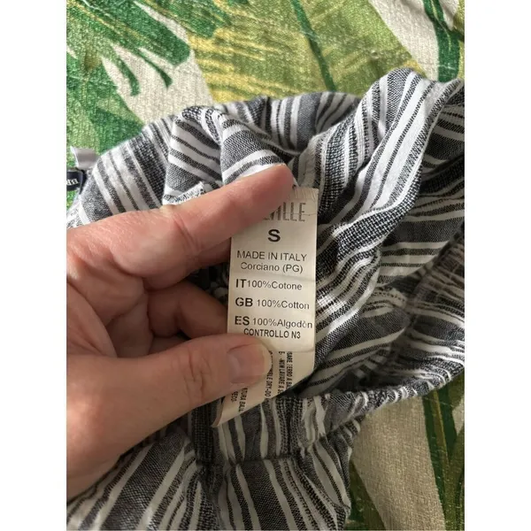 Brandy Melville Stripe Elastic Waist Cotton Shorts Small Black White - Image 4
