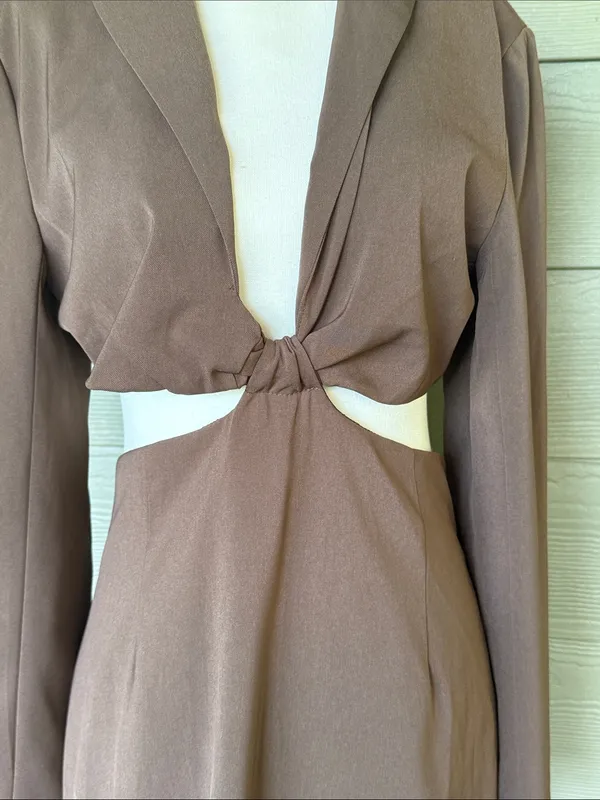 Princess Polly Brown Cutout Knot Mini Dress - Image 4