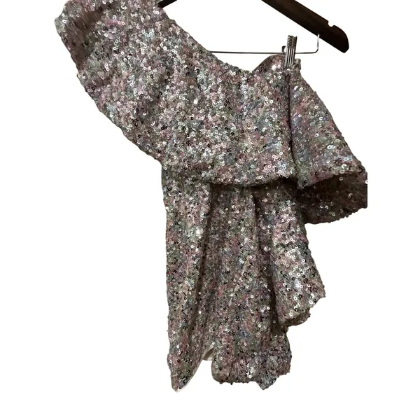 JIJIL‎ Sequin Dress Size Small Silver - Image 8