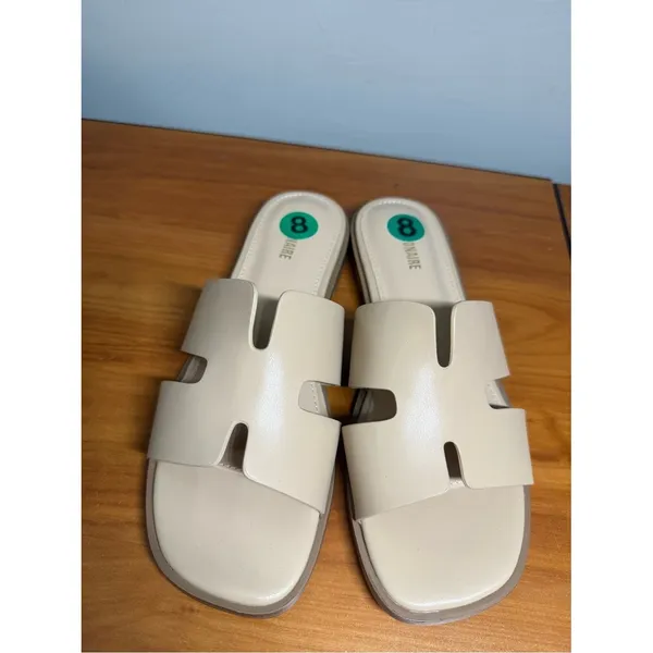 Cushionaire Voyage Slip On Sandal Nude Beige Flat Casual Cutout Strap Slide 8.5 - Image 2
