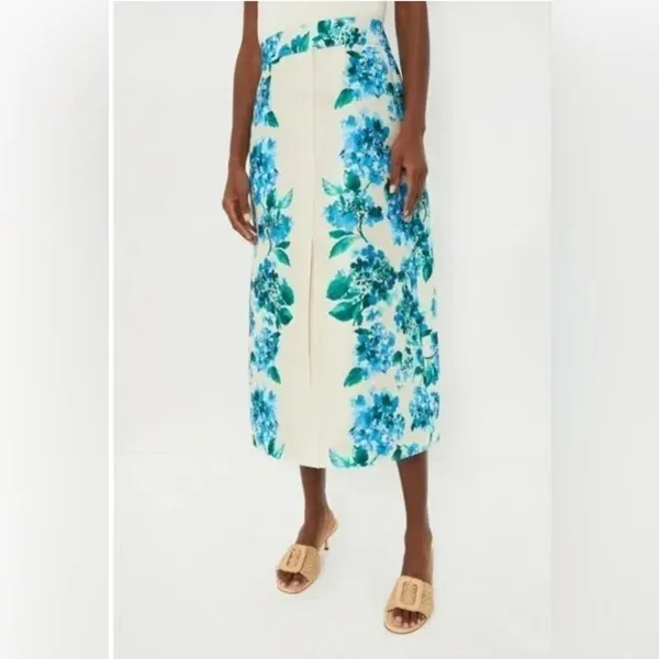 Tuckernuck Kennedy Midi Skirt M Hydrangea Floral Water’s Edge NWT - Image 2