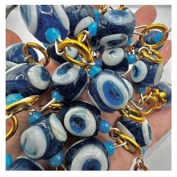 Evil Eye nazar beaded vintage long necklace - Image 6