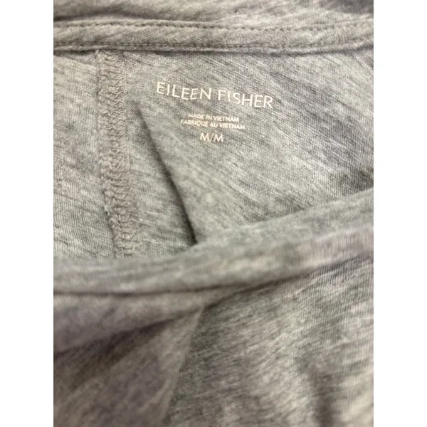 EILEEN FISHER Organic-Cotton Elbow-Sleeve Tee Womens Medium Gray Classic Minimal - Image 4