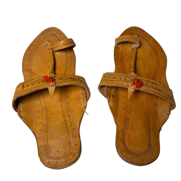 Handmade Leather Kolhapuri T Strap Sandals Braided Tan Brown Womens 10 - Image 6