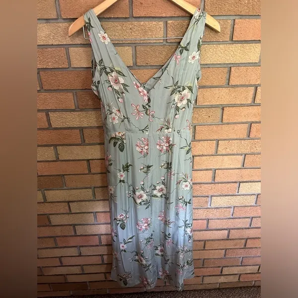 Rebecca Taylor Sleeveless Lita Tie Slip Dress Mint Floral Silk Cottage Size 2 - Image 5