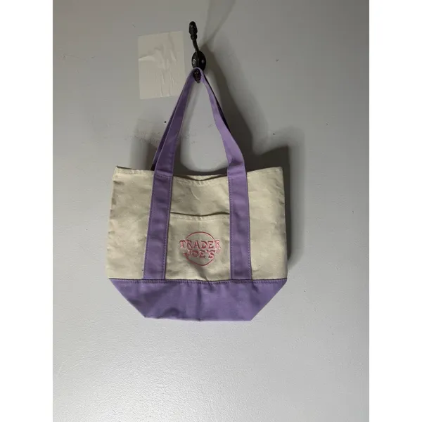 NWOT Trader Joe's‎ Pastel Mini Tote canvas purple - Image 2