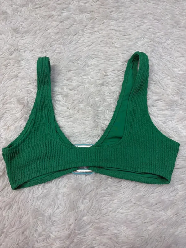 Aerie Green Textured Scoop Bralette Top - Image 3