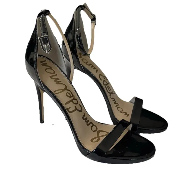 Sam Edelman Patti Black Patent Ankle Strap Sandals Heels Size 9 - Image 9