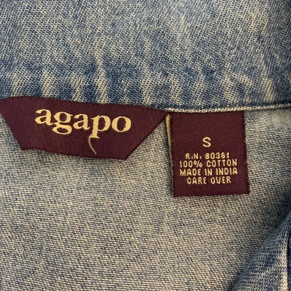 Agapo Vintage Women's S Blue Denim Embroidered Southwestern Button Front Jacket - Image 6