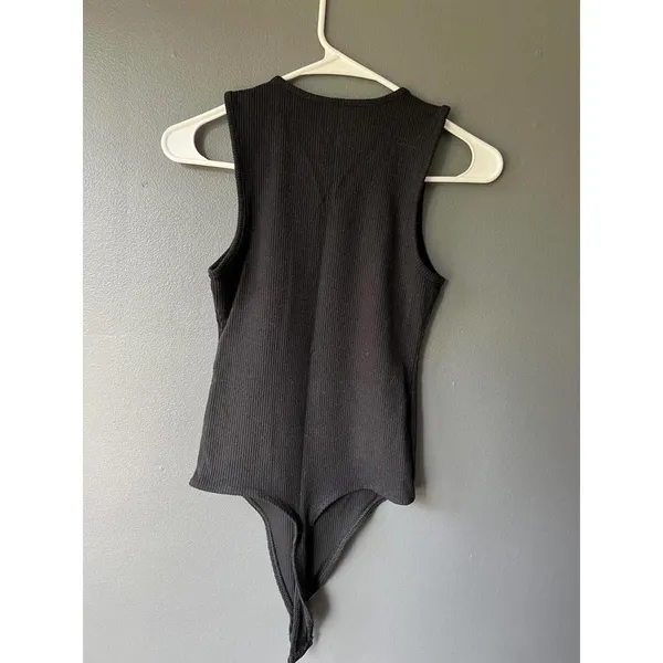 American Eagle Black Ribbed Bodysuit - Image 2