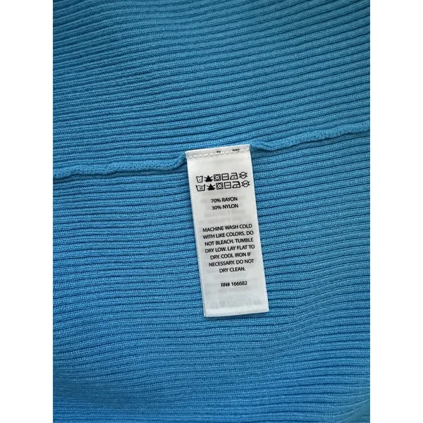 Caroline Constas Blue Knit Ribbed Crochet Collar Bodycon Dress Size S - Image 9