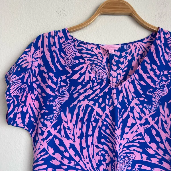 Lilly Pulitzer Silk Zebra and Palm Print Top - Image 3