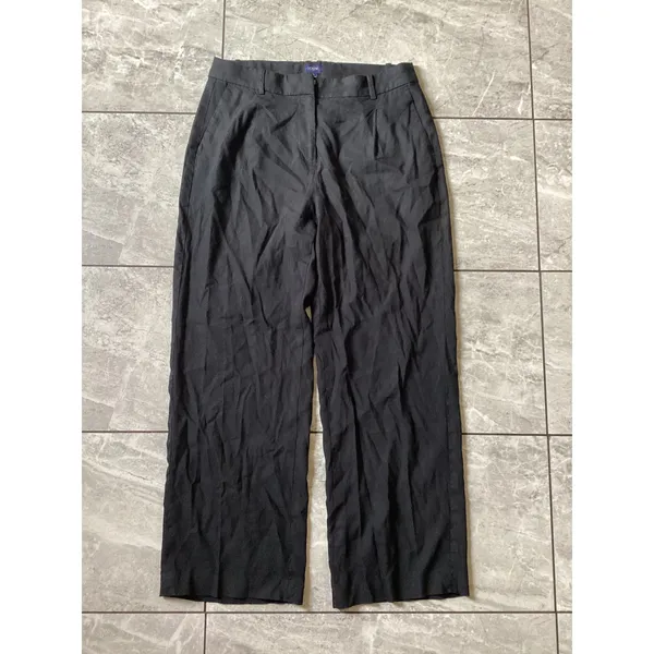 J.Crew Black Linen Blend Wide Leg Trousers Pants BY754 Womens 6 - Image 2