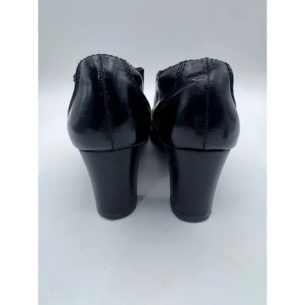 Etienne Aigner 8 Black Booties Women's Heeled Ankle Boots Oxford Brogue Detail‎ - Image 5