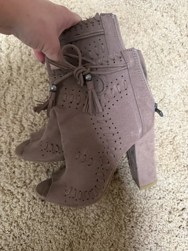 Bamboo tan open toe bootie - Image 4