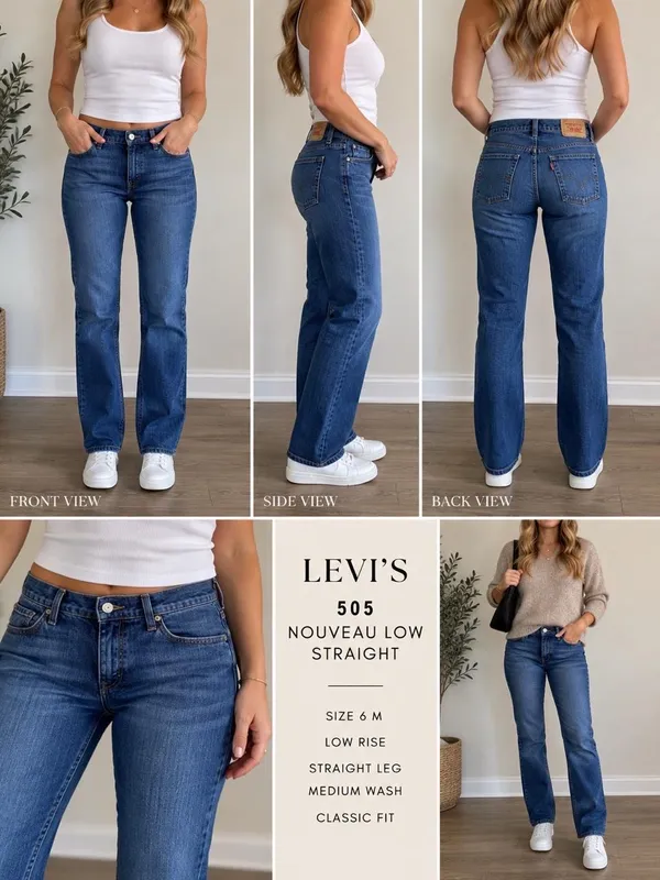 Levi's 505 Nouveau Low Straight Jeans Size 6M - Image 6