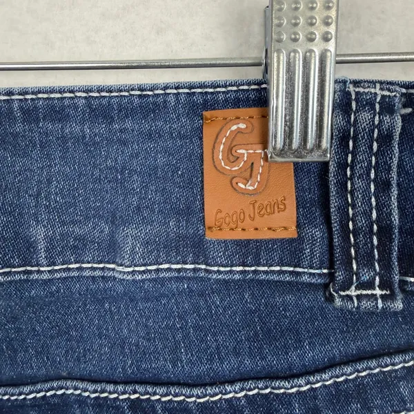 Gogo Jeans Y2k Gogo Womens Dark Wash Flare Leg‎ Embroidered Studded Denim Blue LowRise 7/28 - Image 7