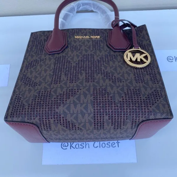 Michael Kors Merlot Mercer Messenger Bag Medium Satchel Purse - Image 5