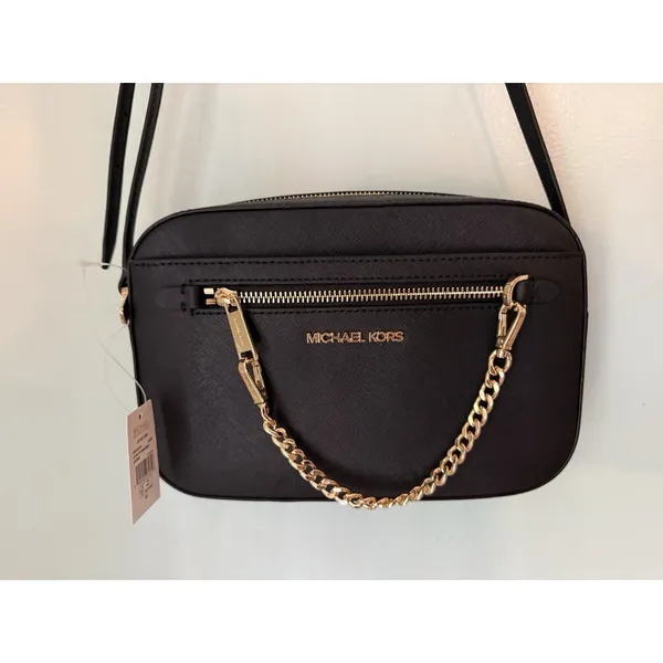 Michael Kors Jet Set Saffiano Leather Crossbody Bag‎ - black Large (35T1STTC9L - Image 6